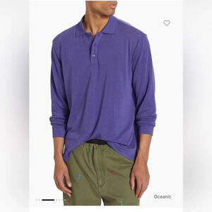 Outdoor Voices Birdie Long sleeve Polo Color: Oceanic/ Blue-Violet Golf Preppy